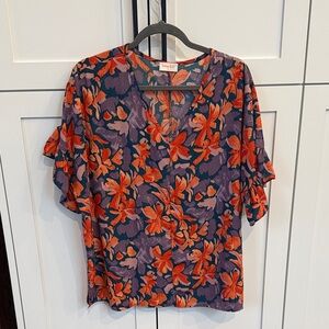 Vibrant Floral V-Neck Blouse